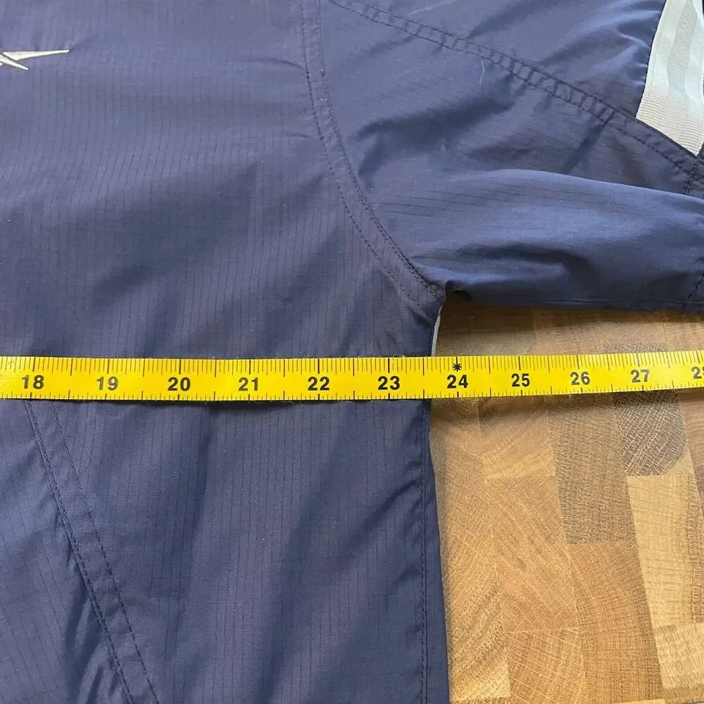 Vintage Reebok Mens S Hooded Full Zip / Button Windbreaker Blue Gray 90s